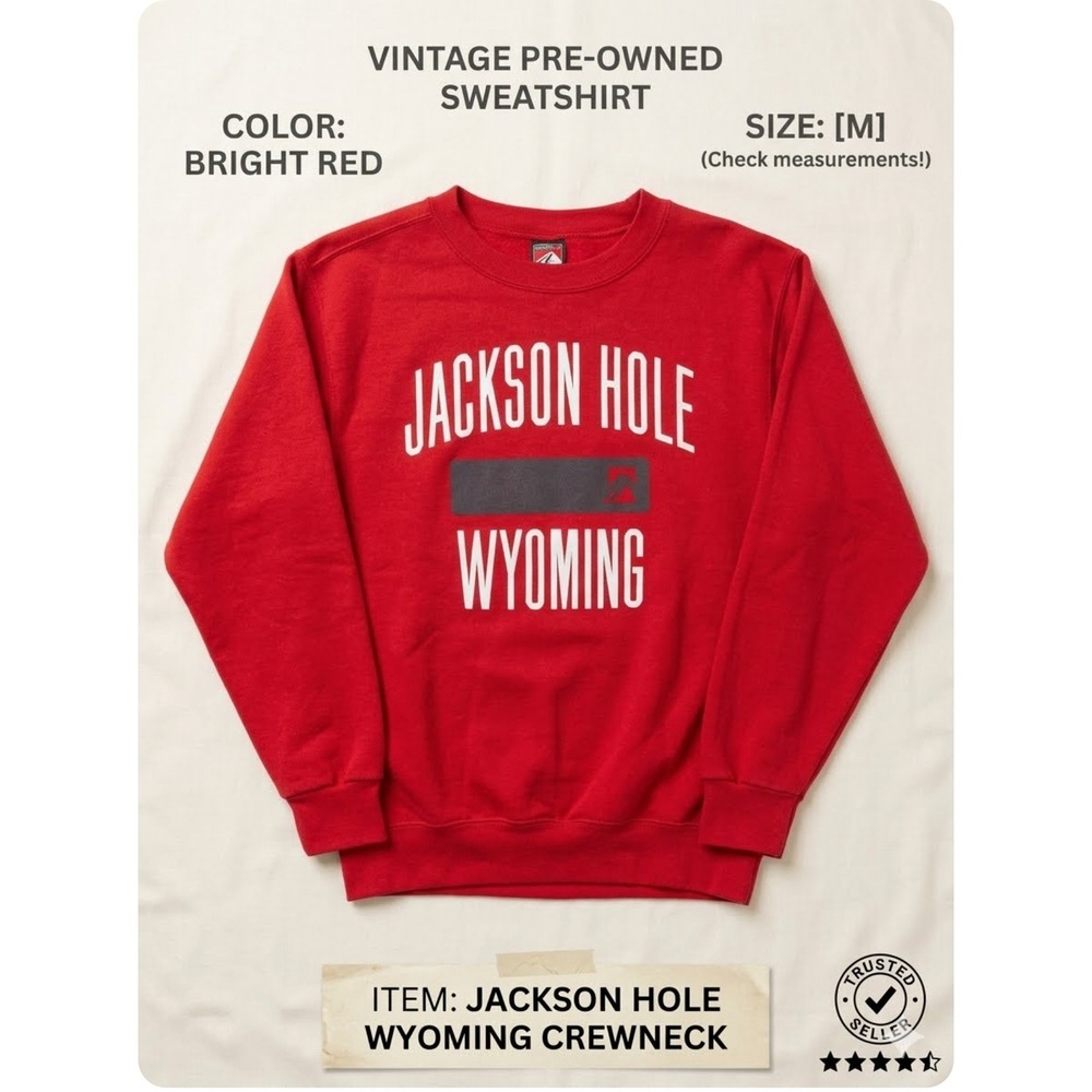 Outfitter Trading Co Jackson Hole Wyoming Sweatshirt Red Crewneck Mens Medium